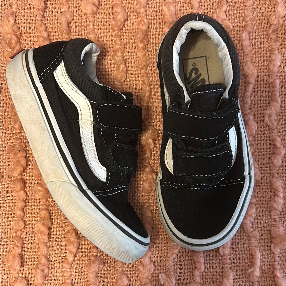 Vans Black and White Sneakers with Velcro Straps